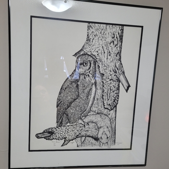 Other - White Owl Art Print Great White Horned Glen Scrimshaw